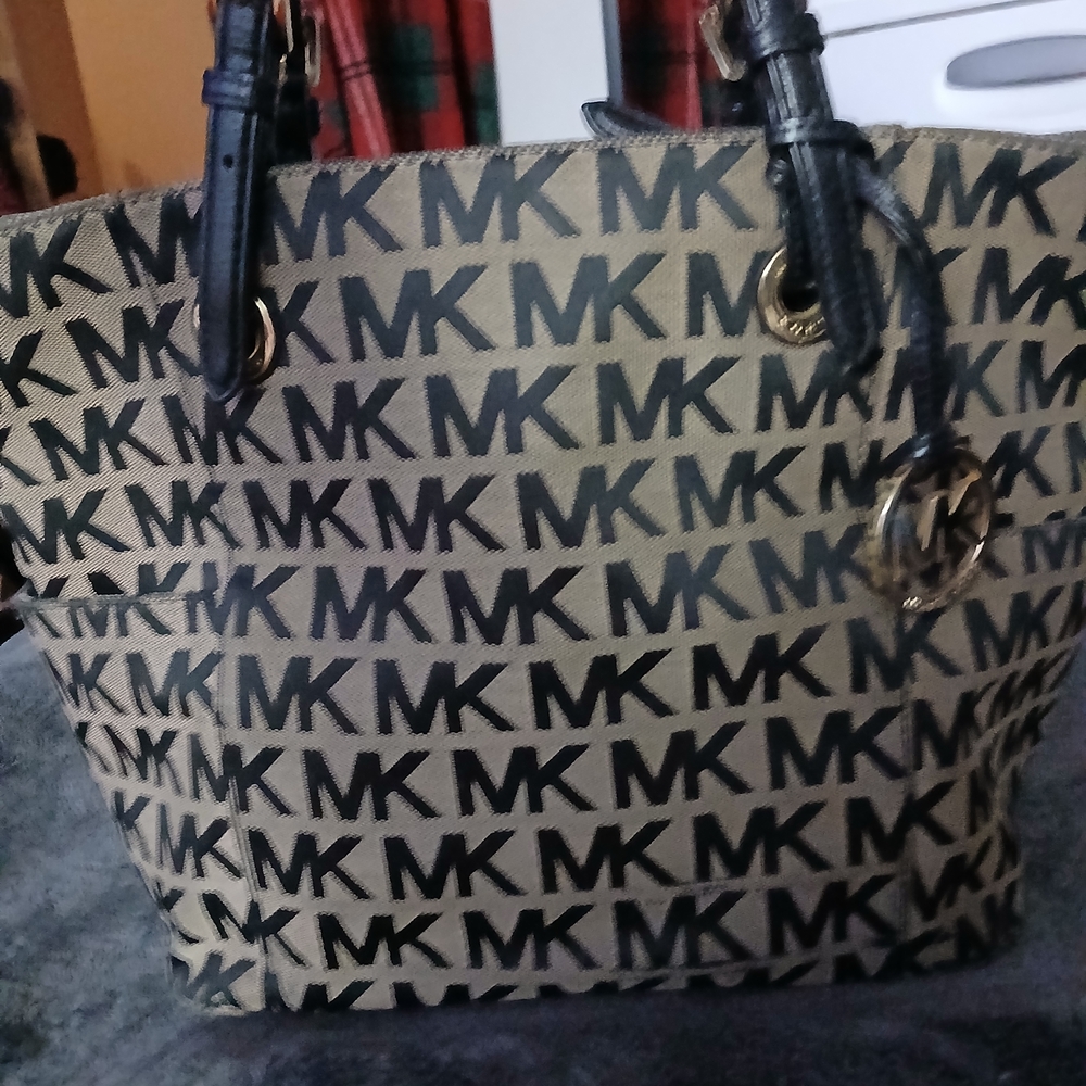 Michael Kors Black and Tan Logo Tote